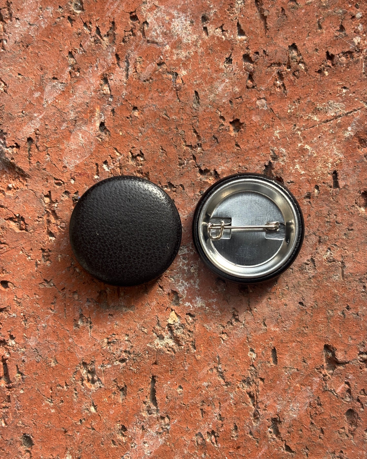 Lambskin Button Pin in Black