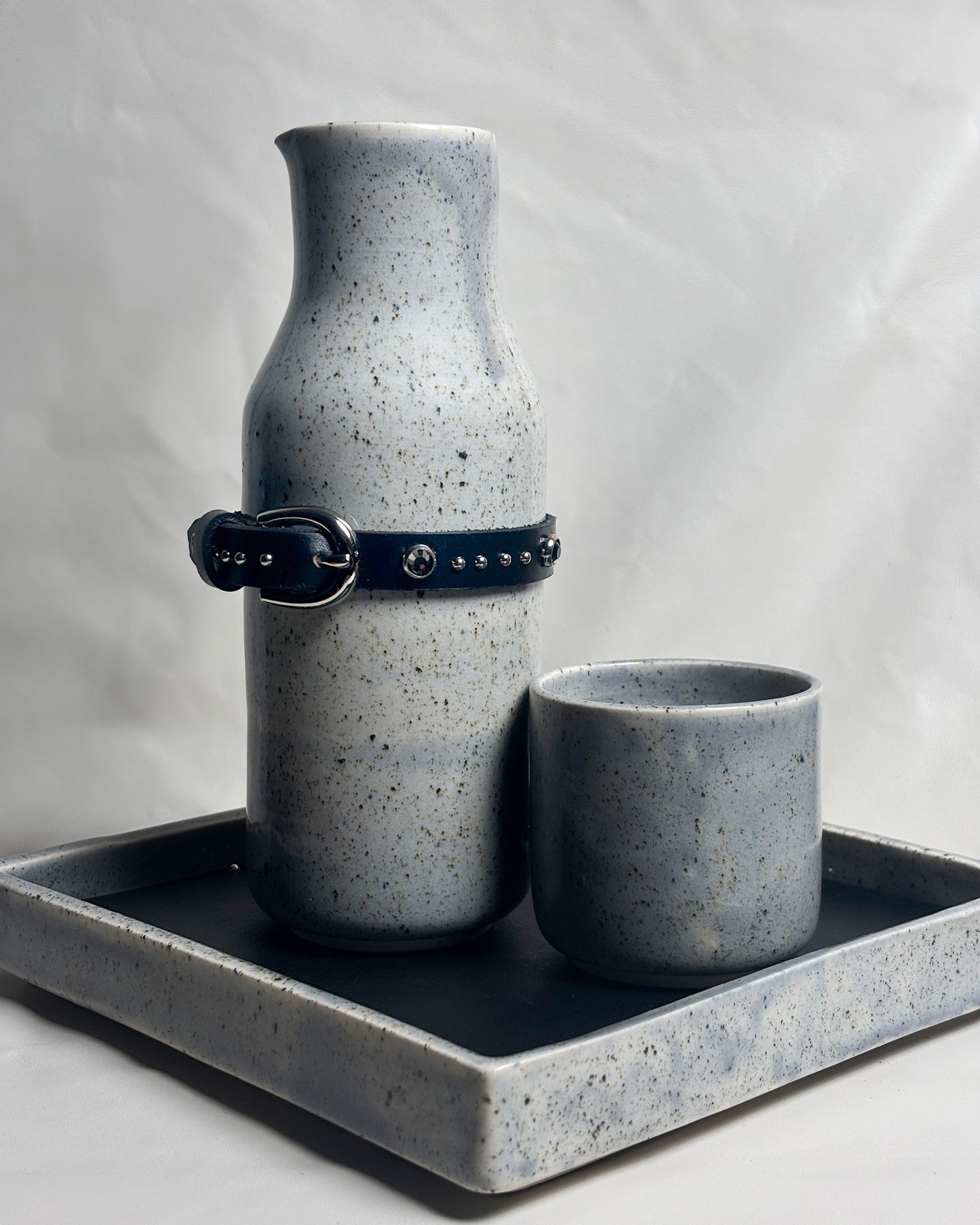 Ceramic Carafe Set With Studded Leather belt